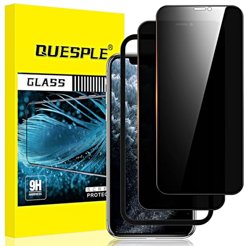 QUESPLE [2 Stück] Panzerglas Sichtschutz für iPhone 11 Pro Max/XS Max 6,5 Zoll, Anti-Kratzen, 9H Härte Blasenfreie iPhone 11 Pro Max/XS Max Privacy Schutzfolie Gehärtetem Glas Displayschutzfolie
