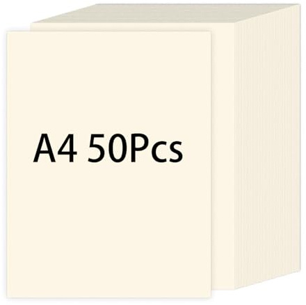 Acidea Elfenbein Kartonpapier A4, 50 Blatt 250 g/m² Dickes Druckerpapier, Cremekarton, Fotokarton, Scherenschnittpapier für Schreiben, Menüs, Einladungen, Briefe, DIY kreativ Sein
