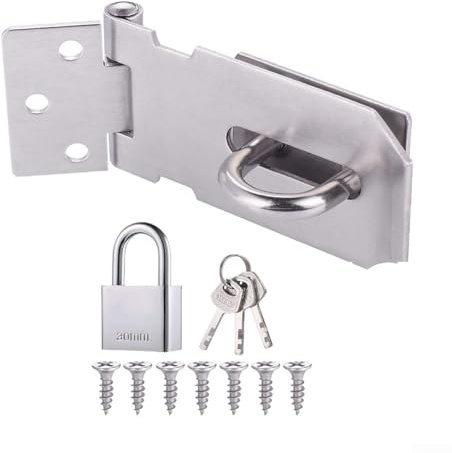 Candado de ángulo recto de 90 grados con perno de acero inoxidable y tornillos para una seguridad fiable en puertas y unidades de almacenamiento (3 pulgadas)