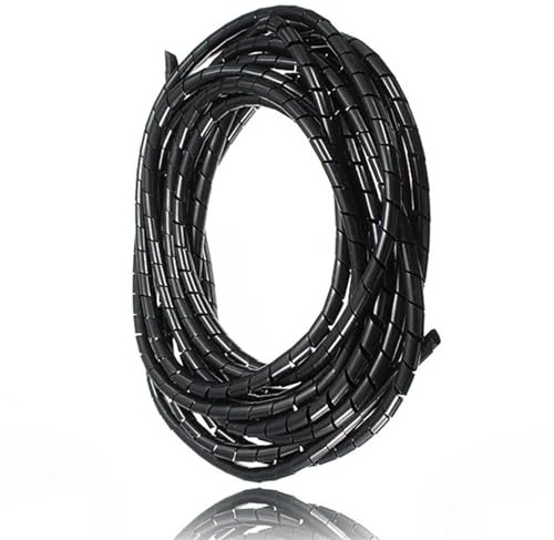 WUDOLI Cavo flessibile for computer da 5 metri, avvolgicavo nero bianco a spirale, tubo da 16 piedi con diametro interno di 4 mm, organizer for nascondere i cavi domestici Strumenti(Nero)