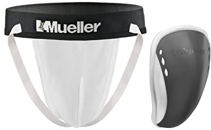 Mueller Herren Tiefschutz mit Flex Einsatz, Weiß, L, 59403