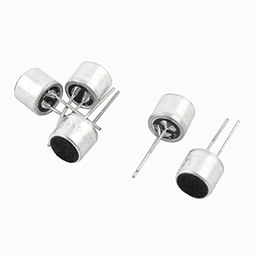 sourcing map Elektret Mikrofon Einsätze 6050 Silbern 5 Stücke PCB Pins | Metall, Empfindlichkeit 36-38dB, Größe 6x5mm, Frequenz 40Hz-13KHZ, Nettogewicht 2g, für elektronische Komponenten