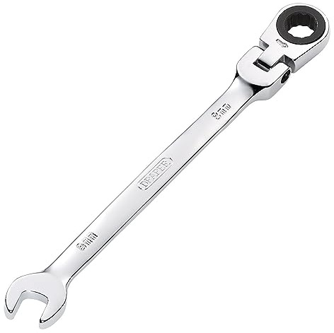 Draper 52009 Hi-Torq - Llave combinada de trinquete de cabeza flexible métrica, 8 mm, color azul