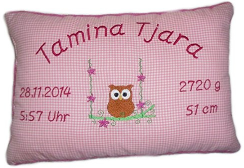 Momelie Rosa Schmusekissen * Kuschelkissen * Eulen * mit Namen Bestickt * ca. 25 * 40 cm groß * SK-pi_0054
