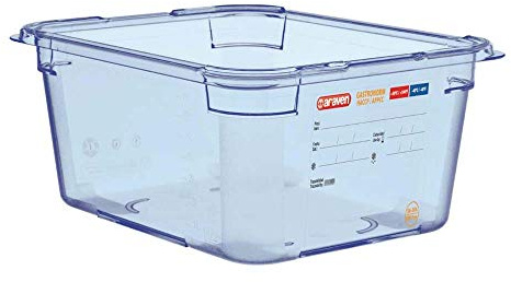 Araven GP585 ABS GN 1/2 contenedor de almacenamiento de alimentos, 150 mm x 325 mm x 265 mm, color azul