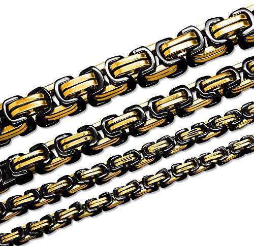Soul-Cats Königskette Halskette Armband Set Panzerkette Edelstahl schwarz gold