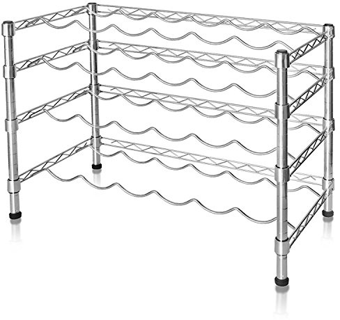 casa pura® 24 Bottle Wine Rack | 4 Tiers Perfect for Helping Wine Mature | Modern Stainless Steel Wine Cabinet | Easy to Assemble & Free Standing | 62 x 48 x 30cm