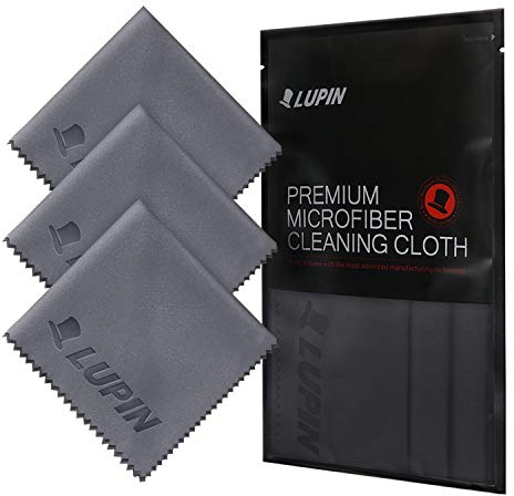 Mikrofaser Reinigungstücher, Lupin [3 Pack] Prämie Fluse Poliertuch für Handy, Laptops, iPad, Brillen, Auto, TV Bildschirme und andere Oberflächen Mikrofasertuch mit Kleiner Beutel - Grau (Gray)