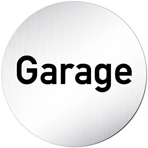 Türschilder24 XXL Türschild • Ø 100 mm rund • Schild Garage • aus veredeltem Aluminium Vollmaterial • geschliffene Edelstahloptik • 100% Made in Germany