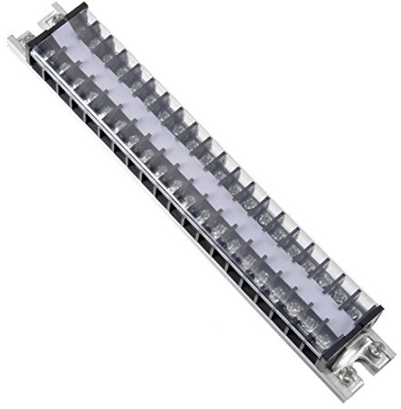 uxcell Barrier Terminal Strip Block 660V 15A Dual Rows 20P DIN Rail Base Covered Connector