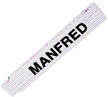 Zollstock mit Namen Manfred für Männer | Hochwertiges Marken-Metermaß | Glieder-Maßstab mit Namen bedruckt | Viele Namen zur Auswahl