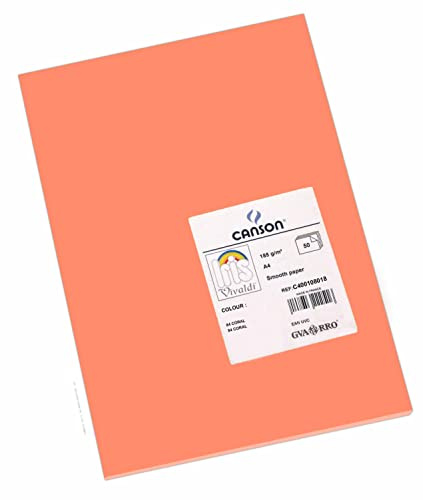 Canson Iris Vivaldi Zeichenpapier, weich, 185 g/m², Blatt, A4, 21 x 29,7 cm, Koralle