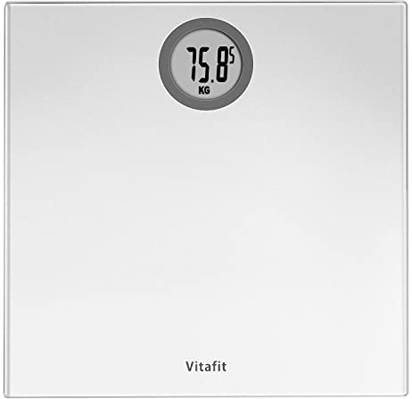 Vitafit Bathroom Scales for Body Weight, High Precision Assured by Weighing Scales Professional Factory SINCE 2001, LCD Display and Step-On, 3*AAA Batteries Included, 28st, Silver