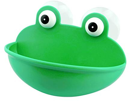 Kylewo Seifenschale mit Saugnapf für Kinder, Frosch Seifenschale Halter Silikon bewegliche Seifenschale Wandabsaugung Schwamm Seife Ablass Rack-Badezimmer Organizer Kit