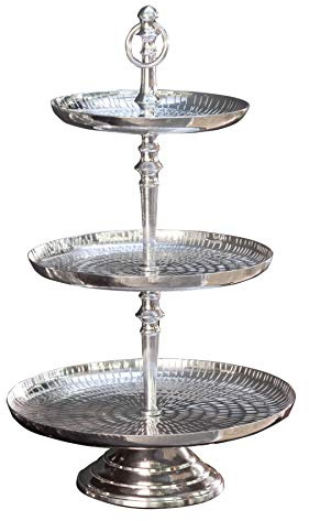 Etagere ORIENT - 50cm - silber - Metall-Aluminium-Legierung Unikat | Handgefertigt, 3 Etagen, Hammerschlag, pflegeleichte Oberfläche, Eyecatcher, Schmuckständer