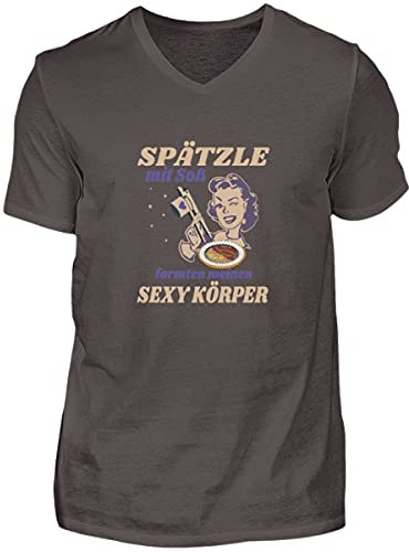 Spätzle avec sauce – Proverbes souabes – cadeaux Schwaben – T-shirt à col en V pour homme, Fumée (solide)., M
