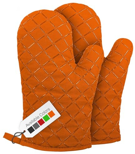 Oven Gloves Heat Resistant Double Sided Non Slip Silicone Oven Mitts for Grilling Cooking Baking Barbecue - Silicone 1 Pair, Orange Christmas Oven Gloves