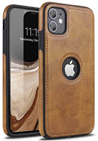 Hulveze PU Leder Hülle für iPhone 11 Pro, Retro Ultradünn Stoßfest Kratzfest Rutschfester Weicher Griff Vintage Luxus Business Schutzhülle Kompatibel mit iPhone 11 Pro (Braun)