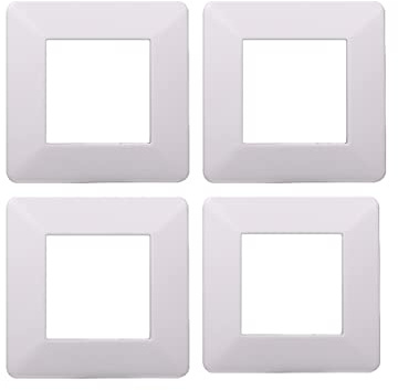 4 Pezzi Placche Compatibile Con Vimar Plana, Placche In Plastica (2 Posti/Moduli,Bianco)