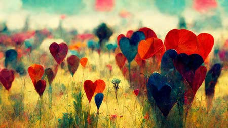adrium Acryl-Bild 90 x 50 cm: Bunte Blumen in Herzform. Liebe und Valentinstag-Konzept.(190764033)