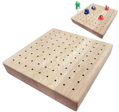 PH PandaHall Mini Lebensmittel-Spießhalter Aus Holz 99 Löcher Lebensmittel-Anzeigetafel Tonfiguren Display-Tabletts Pick-Display-Ständer Für DIY Craft Pottery Clay Model Food Pick Displays,12x10.1cm
