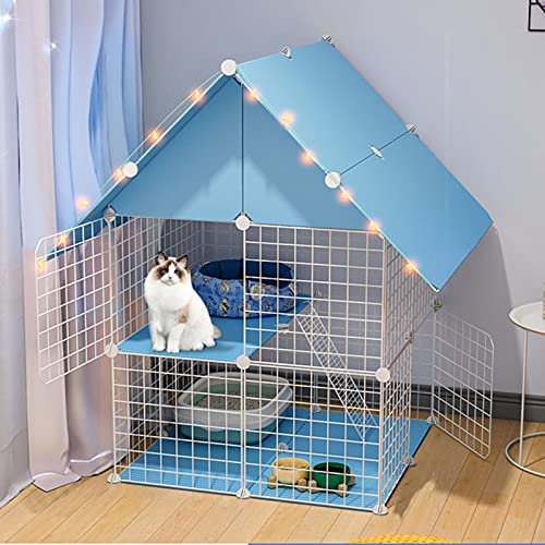 CHEMYO Outdoor-Katzenhaus, große Katzentransportbox – 3-stöckiger Katzenkäfig, Laufstall, Kiste, Zwinger, Katzenkäfige, groß, mit Katzenklo, Faltbare Katzenkäfige