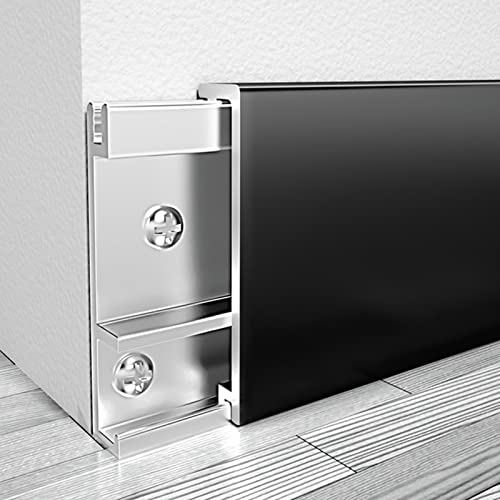Sockelleiste Sockelleisten Fussleisten 1m Wand-Fußleistenschutz, Schwarz Sockelleistenabdeckung Für Wände/ Korridor/ Bar, Schuhformteil Für Garage, Aluminium, Wasserdicht Und Leicht Zu Schneiden ( Col