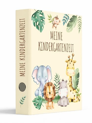 Friendly Fox Tiere Sammelordner Kinder, Erinnerungen Kindergarten Meine Kindergartenzeit Ordner DIN A4 Ordner für 350 Blatt, Rückenbreite 5,6 cm