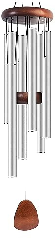 Zyqixluk Carillon à Vent Grand Ton Profond carillons a Vent Exterieur,Carillons éoliens en métal Aluminium,Decoration Jardin Zen décoration extérieure pour Jardin, Cour, Patio et Maison,Argent