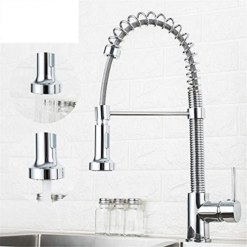 Küchenarmaturen Wasserhahn Küchenarmatur mit heißem und kaltem Wasser, Einhebelmischer mit drehbarem GriffKüchenarmatur mit Brause, verchromt (Farbe: Brushednickel) (Brushednickel) (Chrom)