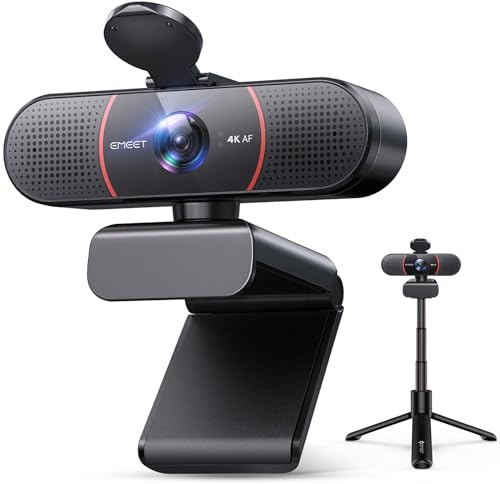 C960 4K Kit Webcam, UHD Webcam mit Objektivabdeckung & Dual Mikrofon, PDAF Autofokus, 73° Streaming Kamera mit Automatische Lichtkorrektur, Web Cam PC für Zoom/Teams/YouTube, Linux, Win10, Mac OS