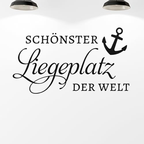 Klebekönig Wandtattoo - schönster Liegeplatz - Anker MaritimWandaufkleber Sprüche Wandsticker für Schlafzimmer Wanddeko Wohnzimmer Flur Esszimmer in vielen Farben