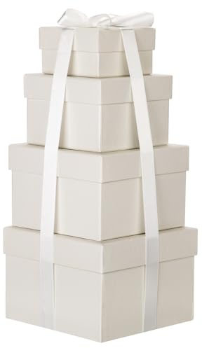 Briful Rechteckige Aufbewahrungsbox mit Deckel Geschenkbox Karton Pappschachteln Ordnungsboxen Geschenkkarton für Geschenke, Schokolade, Basteln, Spielzeug, Geschenkverpackung, 4er Set (Orange)