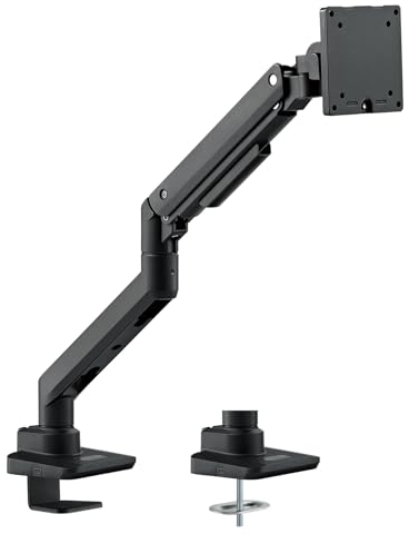 SilverStone Technology ARM14 SST-ARM14B Einzel-Monitorarm mit robuster Gasdruckfeder und breiter Verstellbarkeit, Schwarz