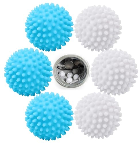 Trockner Ball, 6 Stück Trocknerbälle für Wäschetrockner, Waschball für Waschmaschine Wiederverwendbare Dryer für waschmaschine Wäschetrockner Trockner Bälle Flauschigere Wäsche(Blau Weiss)