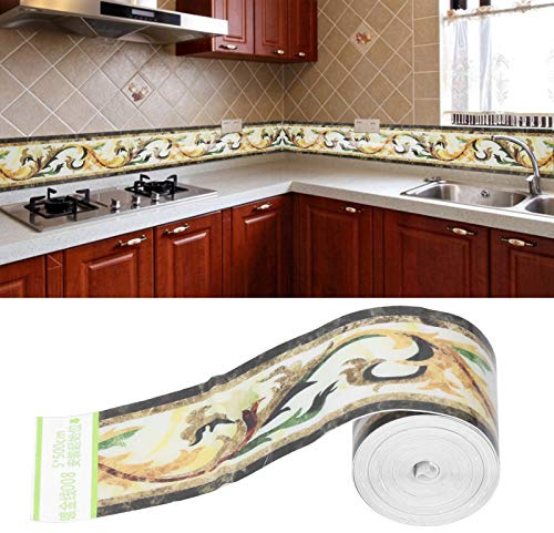 Restokki Cenefa De Pared Autoadhesiva Impermeable Azulejos De Baño De Cocina Extraíbles Stciker, Etiqueta Engomada Del Borde Del Papel Pintado, Decoración Para Sala De Estar Cocina Baño 5x500cm