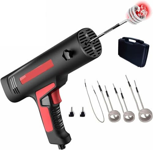 Pistola de tornillo oxidada de liberación rápida, herramienta para quitar pernos de calentamiento por inducción de 500 W con kit de 4 bobinas, calentador de inducción magnético con 2 luces LED