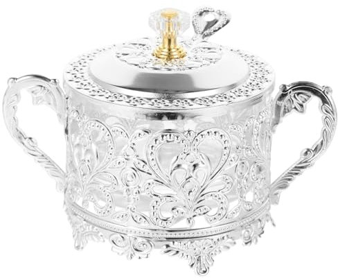 2 azucareros con tapa y cuchara, recipiente de azúcar de metal, tarro de cristal for dulces, bote for condimentos, soporte for sal y pimienta, dispensador de azúcar for cafetería, hogar y cocina, dora