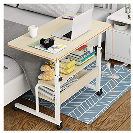 SFNIOKFG Überbetttisch mit Rollen, für Sofas, Überbetttisch, Laptoptisch, Sofatisch, seitlich höhenverstellbar, mobiler Computerständer, Laptop-/Notebook-Schreibtisch (gebürstete Eiche, 60