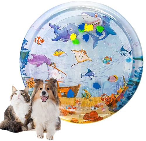 Wassersensorische Spielmatte für Haustiere, Große Sensorische Wassermatte Für Katzen, Aufblasbare Wassermatte Baby Spielzeug, Sommer Wasserspielzeug für Kinder, Katzen und Hunde (C, L)