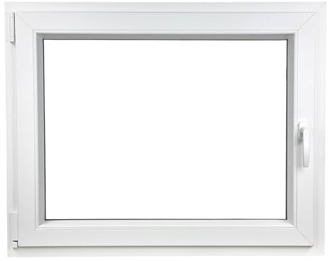 ALUCON Kellerfenster 600x500 mm – Fenster 60x50 cm – Kunststofffenster Innen Weiß/Außen Weiß – Flügelfenster DIN Links