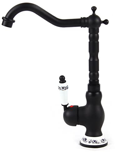 Loobiiny Schwarz Wasserhahn Küche Edelstahl Armatur Küche Messing Armatur Einhebelmischer Retro Nostalgie Küchenarmatur Mischbatterie Küche
