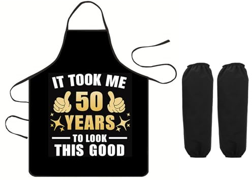 PMELCXD Exklusive Geburtstagsgeschenke - 50 Jahre Schürze und Handschuhe Set - 'Geschenke zum Geburtstag Mann', für 50-jährige Männer und Frauen, Kochliebhaber und Chefköche