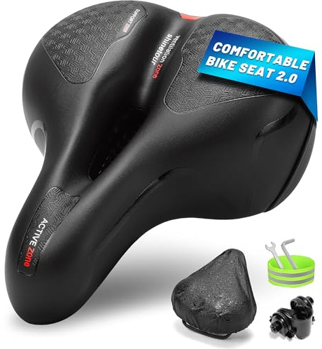 CDYWD Übergroßer Fahrradsattel Herren & Damen, Bequem, Weich Memory Foam, Ergonomisch, Extra Breit Bequemer Fahrradsitz, Universal Ersatz Fahrradsättel für Mountainbike, Cityrad, Ebike, Heimtrainer