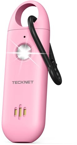 TECKNET Persönlicher Alarm für Frauen, Taschenalarm mit 130dB Sirene und LED Signalleuchte, USB Type-C Wiederaufladbar Self Defense, Persönlicher Alarm, Kinder, ältere Menschen, Nachtschicht