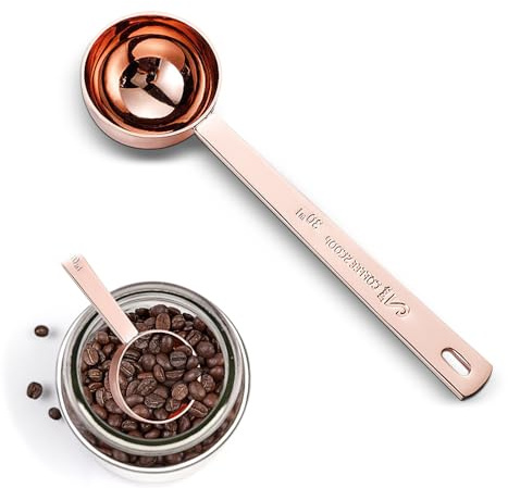 2 pack Tablespoon Measuring Spoon, 30ML 15ML Stainless Steel mirror polished Coffee Spoons,Coffee Scoop,Long Handled Tablespoon,Suitable for Grinding Coffee,Powder (rose gold, 30ml)