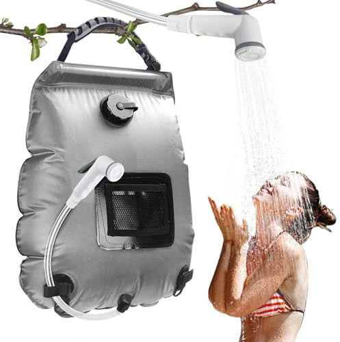 Solar Dusche Tasche,20L Outdoor Warmwasser Duschsack,SolarbetriebenCampingduschemit Temperatur Heißwasser,Tragbare Solar Heizung Tasche,Camping Dusche Tasche mit Duschkopf,für Camping Outdoor Wandern