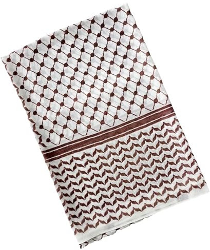 Palästinensischer Schal | Weiches Tuch 70,87 x 27,56 Zoll | Wüstenkopf-Halstuch aus Chiffon, arabischer Umschlag für Termine, Khaki Wine, Se référer au descriptif