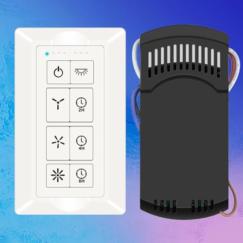 Ventilador de techo universal con control remoto de 3 velocidades, interruptor de atenuación de luz compatible con Harbor Brezee Hampton Bay Hunter Control de pared (blanco)