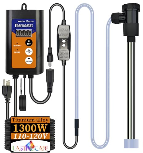 LASTINGCAPE 1300W Titanium Fully Submersible, Portable Electric Pool and Hot Tub Immersion Water Heater with Temp Control, GFCI for spa tub, Pool, Bathtubs, Buckets, Baptistry & Above Ground Pool